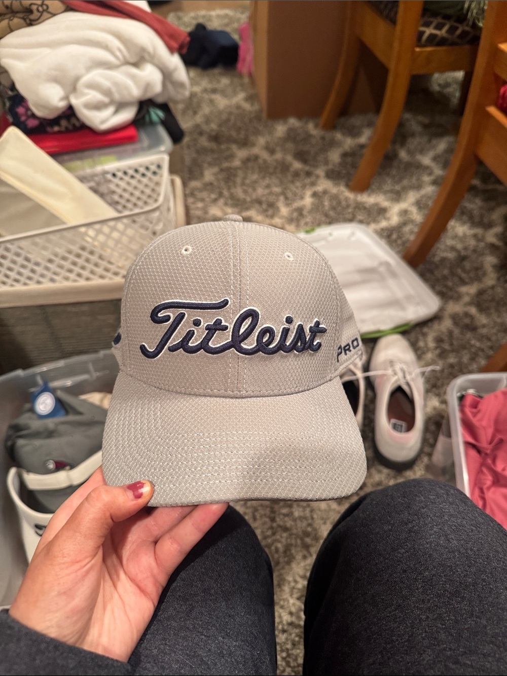 Titleist Light Gray Cap with Navy Script Logo
